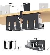 KEEGH Under Desk Cable Management Tray 16 in, Cable Organizer Tray, Black | Open Frame Cable Race...