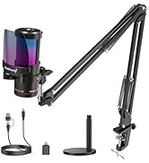 ZealSound Gaming USB Microphone,Noise Cancellation Condenser mic with Touch Mute,Gain,Monitoring,...