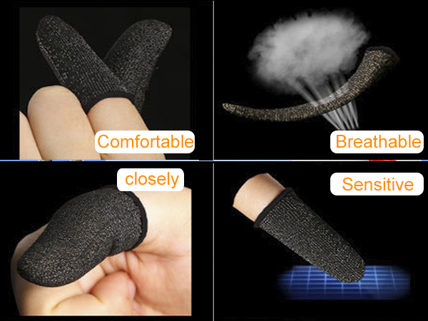 Gaming Finger Sleeves for Mobile Phone Gaming Silver Fiber Anti-Sweat Extremely Thin Tablet Devices