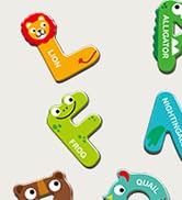 Large Size Magnetic Letters, Cute Animal Alphabet ABC Magnets for Fridge Colorful Uppercase Anima...