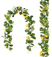 U'Artlines 2Pcs Total 11 Ft Artificial Lemon Garland Spring Summer Faux Fruit Vine Garlands with ...