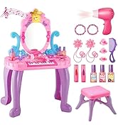 Vanity Makeup Table Toy for Kids, Toddler Girl Pretend Play Makeup Accessories- Princess Dress Up...