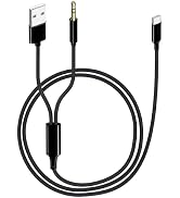 sunshot USB C to Aux Cord, USB C to 3.5mm Audio Aux Jack and USB Charging Cable, Headphone Stereo...