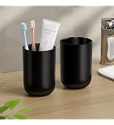 MOPMS Toothbrush Cup 13oz 380ml, Unbreakable Reusable Bathroom Tumbler 2Pcs, Non-Slip Plastic Bat...