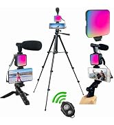 Peanutech Vlogging kit for iPhone,Vlogging kit for Android Phone,with RGB Multicolor Light Microp...