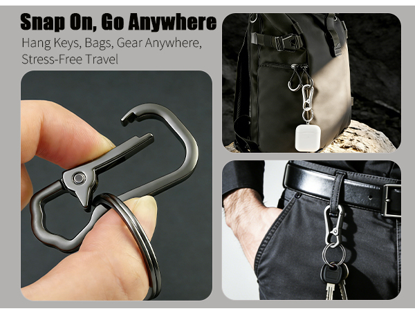 Portable Carabiner Keychain, Quick Release, Clip to Backpack/Belt Loop, Hands-Free Carry Keys & EDC
