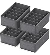 FAMALAHEE 4 PACK Sock Underwear Drawer Organizer Dividers, Collapsible Cabinet Closet Storage Box...