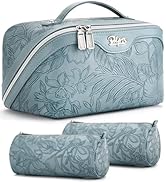 BOYATU Travel Makeup Bags Cosmetic Organizer Bag: 3-Set Large Capacity Make up Bag - PU Leather T...