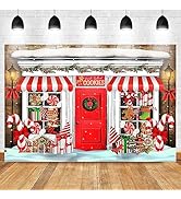 Mocsicka Christmas Candy Store Backdrop for Photography Xmas Gingerbread Store Photo Background R...