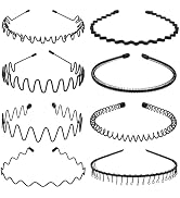 LERNOU Metal Headbands for Men and Women - Wavy Adjustable Wire Hair Bands, Unisex Non-Slip Elast...