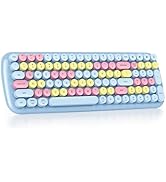 Mosptnspg Wireless Bluetooth Typewriter Keyboard, 100 Keys Retro Round Keycap Colorful Mechanical...