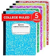 Rosmonde 5 Pack Composition Notebooks College Ruled, 200 No Bleed Pages (100 Sheets) 9-3/4x7-1/2 ...