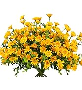 alyptus Fake Flowers Yellow Flowers for Spring Summer Decor - 8 Bundles Outdoor Christmas Flowers...