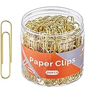 NEEWAY Gold Paper Clips, 200 Count Large Size, 2 Inch Jumbo Paperclips, Durable and Stylish Gold-...