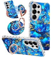v-Golvin for Galaxy S26 Ultra Case,Magnetic Removable Floral Phone Ring Stand, 360°Rotation MagSa...