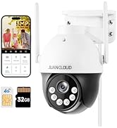 JUANCLOUD 4G LTE Cellular Security Camera Wireless Outdoor, No WiFi Camera with 360° Pan Tilt Aut...