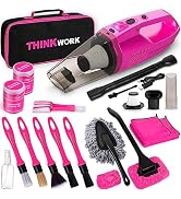 THINKWORK Car Detailing Kit Interior Cleaner, Car Cleaning Kit with 8000PA Cordless Pink Handheld...