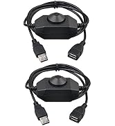 Onite 2PCS LED Strip Dimmer Switch, USB Female to Male Extension Cord with Dimmable Rotary Switch