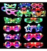 24 Packs LED Glasses for kids Glow in the dark Party Supplies Favor,6 LED 6 Shapes Glasses Flashi...