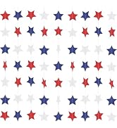 Patriotic Star Garland Banner Streamers Red White and Blue - 59 Ft 6 Strands - Patriotic Decorati...