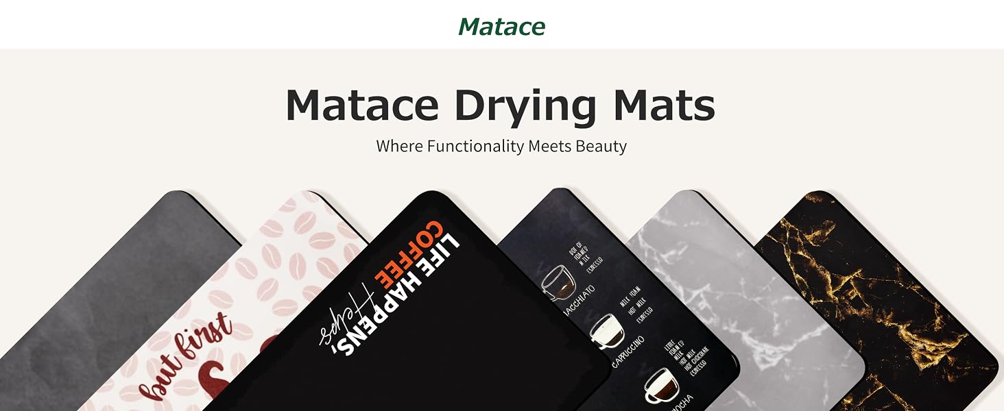 Matace Coffee Maker Mat Dish Drying Mat for Kitchen Counter Accessories COFFEE LOVER