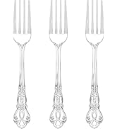 Joyido 75PCS Silver Plastic Forks - 8.1inch Silver Forks Disposable - Vintage Heavy Duty Dessert ...