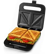 OVENTE Electric Sandwich Maker, 750W Non-Stick Plates, Black GPS401B | Perfect for Grilled Cheese...