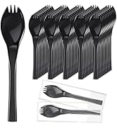 EUSOAR Individually Wrapped Spoons, 50pcs 6.7"x1.3" Disposable Plastic Sporks Heavy Duty Cutlery,...