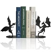 ENCIMART Dragon Metal Bookends Decorative, Unique Office Desk Book Ends for Shelves Bookshelf Hom...