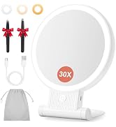 Auxmir 1X/30X Magnifying Mirror with Light, Double Sided Makeup Mirror with Adjustable 3 Color Li...