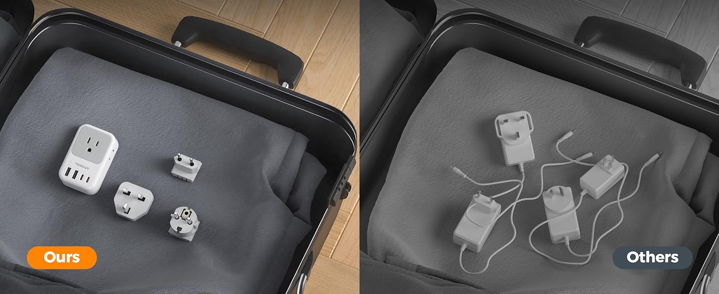 type c and type f travel adapter