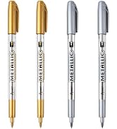 Dyvicl Metallic Markers Pens - Silver and Gold Paint Pens for Black Paper, Glass, Rock Painting, ...