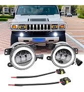 HMCYCI 4 Inch Fog Lights Assembly Compatible with Hummer H2 Fog Lights 2003 2004 2005 2006 2007 2...