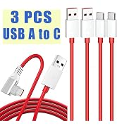 Jelanry 3-Pcs 6FT OnePlus SUPERVOOC 80W USB A to C Cable, USB Type C Charging Cable Warp Fast Cha...