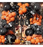 Adeyoo Halloween Balloon Garland Arch Kit, Black Orange Balloon Arch Kit | 132 Pcs Halloween Late...