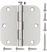 Door Hinge 3 1/2" 18 Pack Rounded Door Hinges Satin/Brushed Nickel 3.5"x 3.5 Inch Hinges for Door...