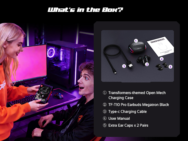 Transformers Official Megatron Wireless Gaming Waterproof Earbuds Bluetooth Gift