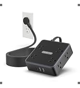 NTONPOWER Extension Cord 25 FT, Black Extension Cord with 8 Widely Outlets 3 USB Ports, Extra Lon...