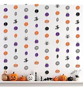 KatchOn, Purple and Orange Halloween Garland - 6.5 Feet, 8 String | Halloween Pumpkin Garland, Ha...