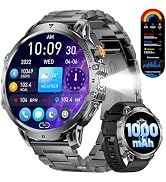 LIGE Military Smart Watches for Men(2 Bands),1000mAh/1.85" HD Large Screen Smartwatch, Flashlight...