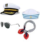 Tatibana Captain Costume Set, Sailor Hat Scarf Captain Hat and Sunglasses Navy Costume Sailor Acc...