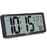 XREXS Large Digital Wall Clock, Battery Operated Alarm Clocks for Bedroom Home Decor, Count Up & ...
