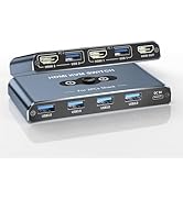 KVM Switch, KVM Switch 1 Monitors 2 Computers, HDMI Switch, 4K@60Hz KVM Switches for 2 Computers ...