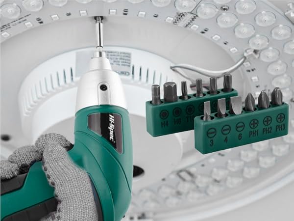 Hi-Spec 19pc 3.6V Green USB Small Power Screwdriver & Home DIY Tool Kit Set