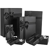 6 PCS Gift Boxes Assorted Sizes, Black Gift Box Nesting Gift Boxes with Lids Christmas Gift Box w...