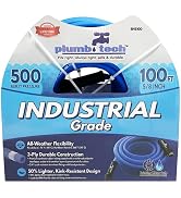 PlumbTech BHS100 Industrial-Grade Dual-Purpose BPA-Free Drinking Water-Safe Synthetic Rubber Hose...