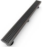 WEBANG 24 Inch Shower Linear Bronze Drain Rectangular Floor Drain with Accessories Square Hole Pa...