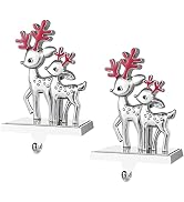 Mulbozy Reindeer Stocking Holder Set of 2, Cute Deer Stocking Holders for Mantel Decor, Silver Me...
