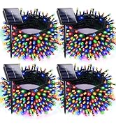 4pk Multi-Colored Solar Christmas Lights Outdoor Waterproof, 400 LED 132 FT Solar Powered LED Str...
