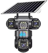 Yoidesu 4G Solar Camera Outdoor Wireless 2MP Triple Lens AI Motion Detection IP66 Security Camera...